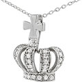 Sterling Silver CZ Crown with Cross Pendant