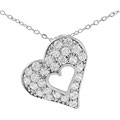Sterling Silver Heart in a CZ Pave Heart Necklace