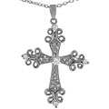 Sterling Silver CZ Cross with CZ Stone in Center