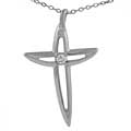 Sterling Silver Cross Pendant w/ CZ Stone Center