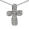 Sterling Silver CZ Ribbon Cross Necklace