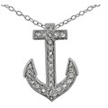 Sterling Silver CZ Small Anchor Necklace