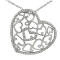 Sterling Silver CZ Ornate Heart Pendant