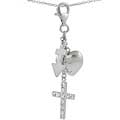 Sterling Silver CZ Cross, Heart and Anchor Pendant