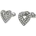 Sterling Silver Cubic Zirconia Heart Stud Earrings