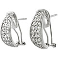 Sterling Silver Cubic Zirconia Pave Oblong Earrings