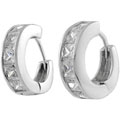 Sterling Silver Channel CZ Princess-cut Earrings