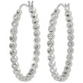 Sterling Silver CZ Bezel Set Oval Hoop Earrings