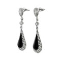 Sterling Silver Black Onyx Teardrop CZ Earrings