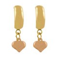 14k Two-tone Gold Cuff with Dangle Heart Earrings
