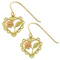 14k Two-tone Gold Glamorous Heart Drop Earrings