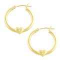 14k Yellow Gold Twinkling Hearts Hoop Earrings