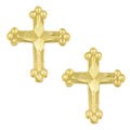 14k Yellow Gold Styled Cross Earrings