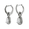 Sterling Silver CZ Dangle Hoop Earrings