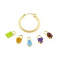 14k Gold Hoops with Interchangeable Gemstone Charms