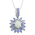 10k White Gold Opal and Tanzanite Necklace