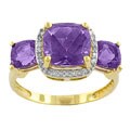 14k Yellow Gold Amethyst 1/10ct TDW Diamond Ring