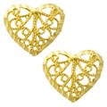 14k Yellow Gold Dazzling Filigree Heart Earrings