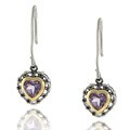 Sterling Silver Amethyst Heart Earrings