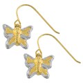 14k Two-tone Gold Graceful Butterfly Drop Earrings