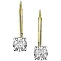 14k Yellow Gold Diamond Leverback Earrings
