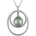 14k Gold Double Oval Tahitian Pearl Circle Necklace