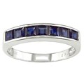 10k White Gold Square Sapphire Ring