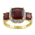 14k Yellow Gold Garnet ring with Diamond Accents