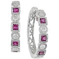 14k Gold 1/3ct TDW Diamond Ruby Hoop Earrings (GHI, SI)