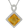 14k Gold Citrine 2/5ct TDW Diamond Necklace