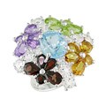 Sterling Silver Multi-gemstone Flower Ring