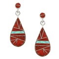 Sterling Silver Coral and Opal Drop Earrings