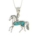 Sterling Silver Turquoise and Opal Horse Necklace