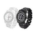 Geneva Platinum Men's Round Bezel Metal Link Watch