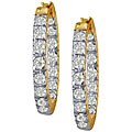 14k Gold 1ct TDW Diamond Pave Inside Out Hoops ( I-J, I1 )