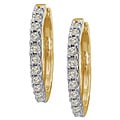 14k Gold 3/4ct TDW Diamond Front Hoop Earrings (J-K, I2)