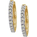 14k Yellow Gold 1ct TDW Diamond Hoop Earrings
