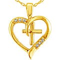 10k Yellow Gold Diamond Cross Heart Necklace