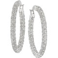 18k White Gold 1ct TDW Diamond Hoop Earrings ( G-H-I, SI )