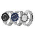 Geneva Platinum Men's Round Bezel Link Watch
