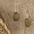 Sterling Silver Carved Jade Dangle Earrings (USA)
