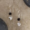 Black Onyx and Puffed Heart Drop Earrings (USA)