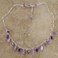 Purple Cornflake Pearl and Crystal Necklace (USA)