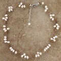 Sterling Silver/ White Pearl Cluster Necklace (USA)