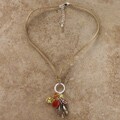 Sterling Silver Gemstone Drop Leather Necklace (USA)