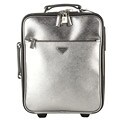 Prada Small Silver Leather Rolling Suitcase