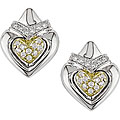 14k Two-tone Gold 1/2ct TDW Diamond Heart Earrings (G-H-I, SI1)
