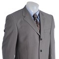 Claiborne Men's Pearl Grey Stripe Worsted Wool Suit