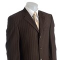 Claiborne Men's Brown Stripe Worsted Wool Suit