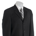 Perry Ellis Men's Solid Black Worsted Wool Suit